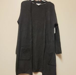 Time and Tru Black Long Cardigan Sweater NWT Large